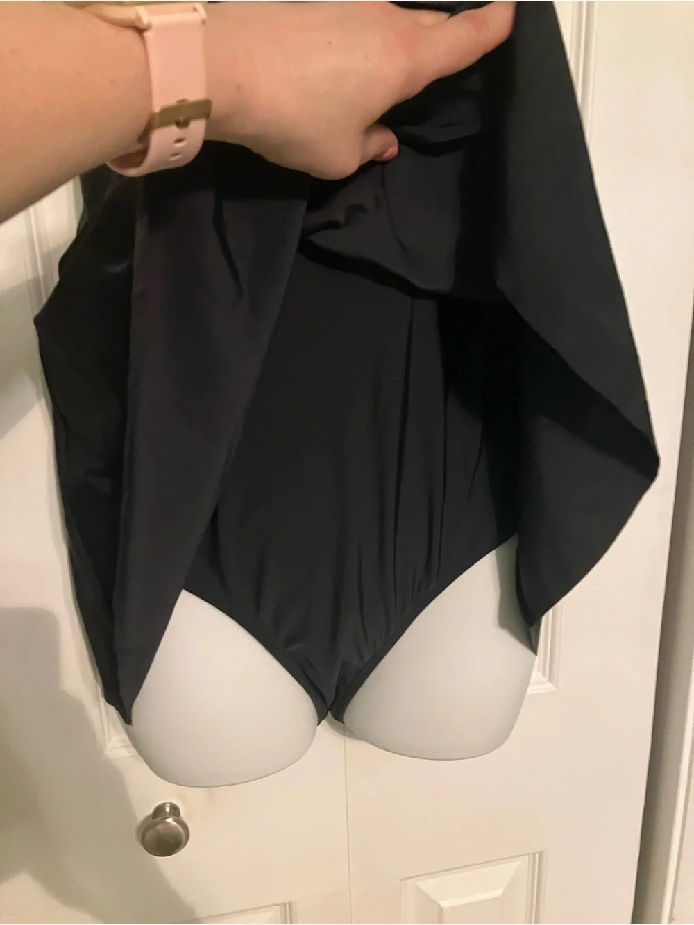 Cupshe Black V-Neck Ruffled Swim Dress - Picture 3 of 8